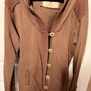 Natural Reflections Tan Button-Up Cardigan